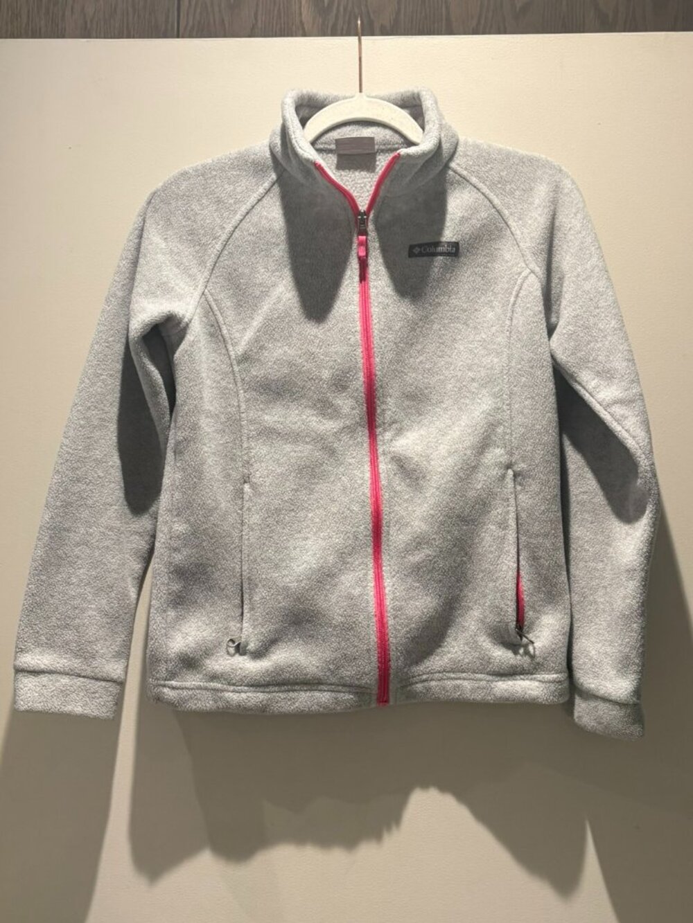 Columbia Youth/Juniors Fleece Jacket Gray Pink Zip Size Large